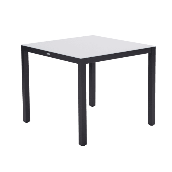 Mesa de Jardim 4 Lugares Quadrada 75x90x90cm Alumínio com Tampo de Vidro Cinza Lyra Naterial