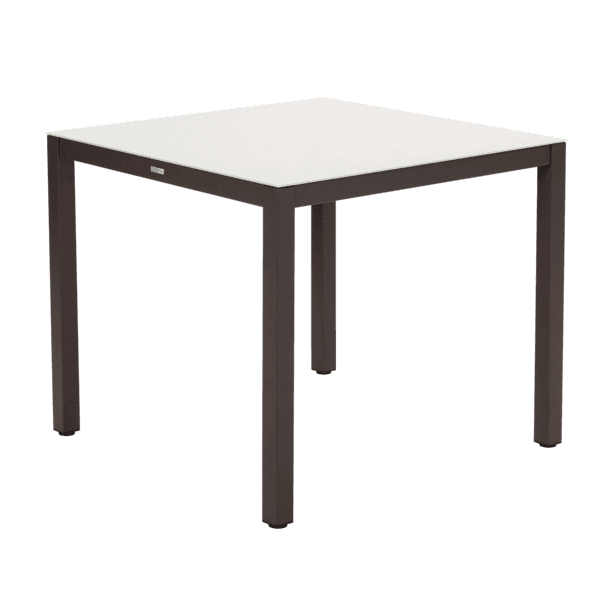 Mesa de Jardim 4 Lugares Quadrada 75x90x90cm Alumínio com Tampo de Vidro Marrom Lyra Naterial