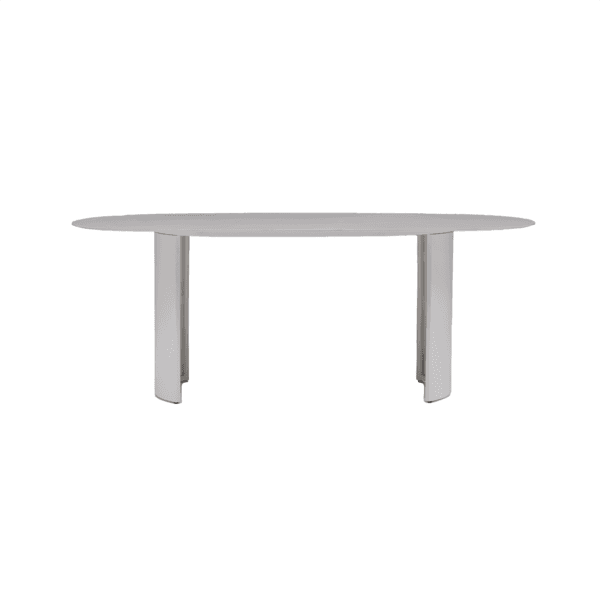 Mesa de Jardim 6 Lugares Oval 75x200x100cm Alumínio e Pedra Sintética Cinza Neptune Naterial