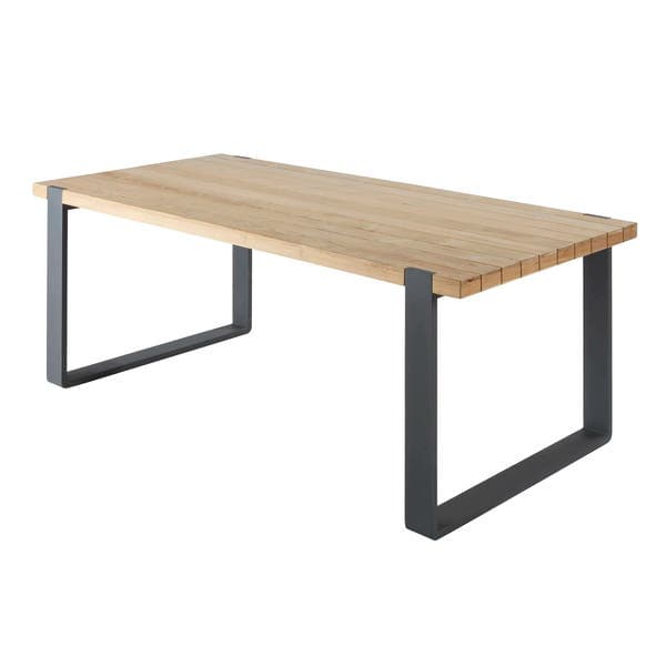 Mesa de Jardim de Alumínio e Madeira Teca 78x100x210cm Marrom Bermeo Naterial