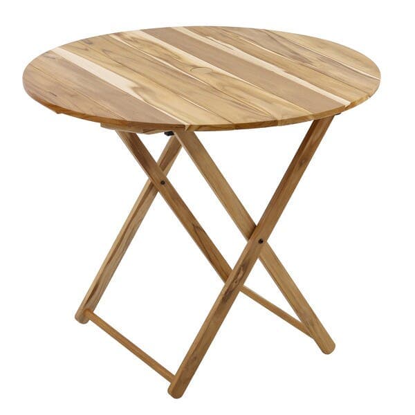 Mesa de Jardim Dobrável Redonda em Madeira 75x90x90cm Marrom Tropicália Naterial