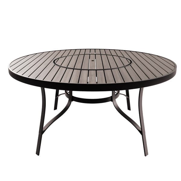 Mesa de Jardim Redonda com Centro Giratório em Alumínio 72x150x150cm Marrom Porto Rico Portinaty