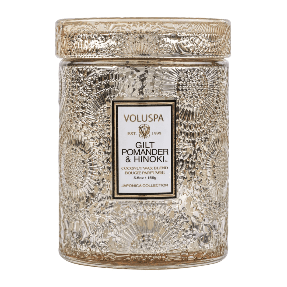 Mini Vela Pote de Vidro 50h Relevo Gilt Pomander e Hinoki - Voluspa