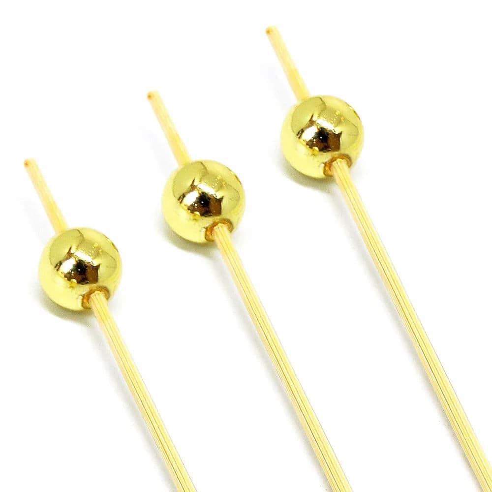 Palito para Petiscos Bolinha 12,5cm Dourado - Silver Plastic