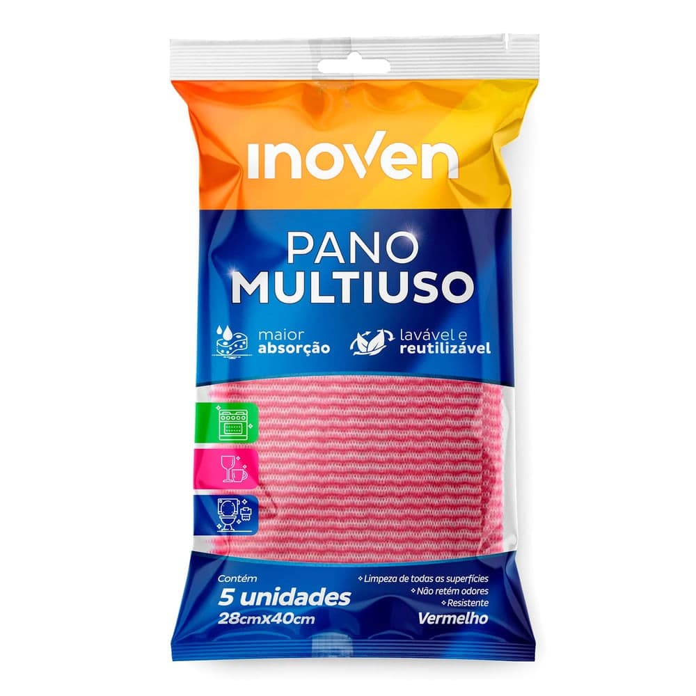 Pano Multiuso 28x40cm Vermelho - Inoven