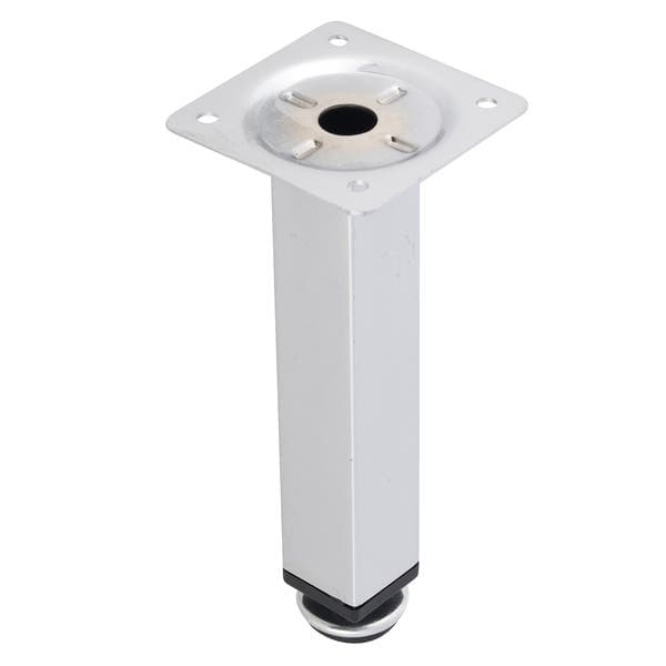 Pé Regulável para Móveis Ferro 15cm até 16cm 50kg Prata Cromado Reto 4 unidades