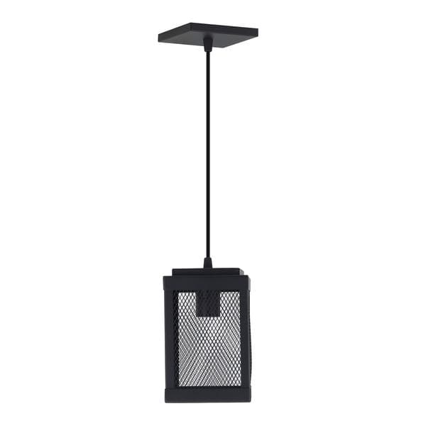 Pendente Quadrado 1 Lâmpada Alumínio Preto Microtexturizado LA-24-C Ideal Iluminação