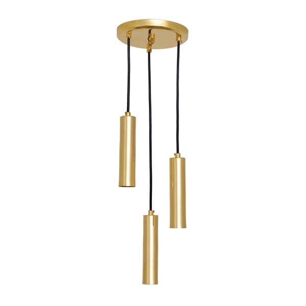 Pendente Tubo 3 Lâmpadas Metal Dourado Mini Tube Auremar