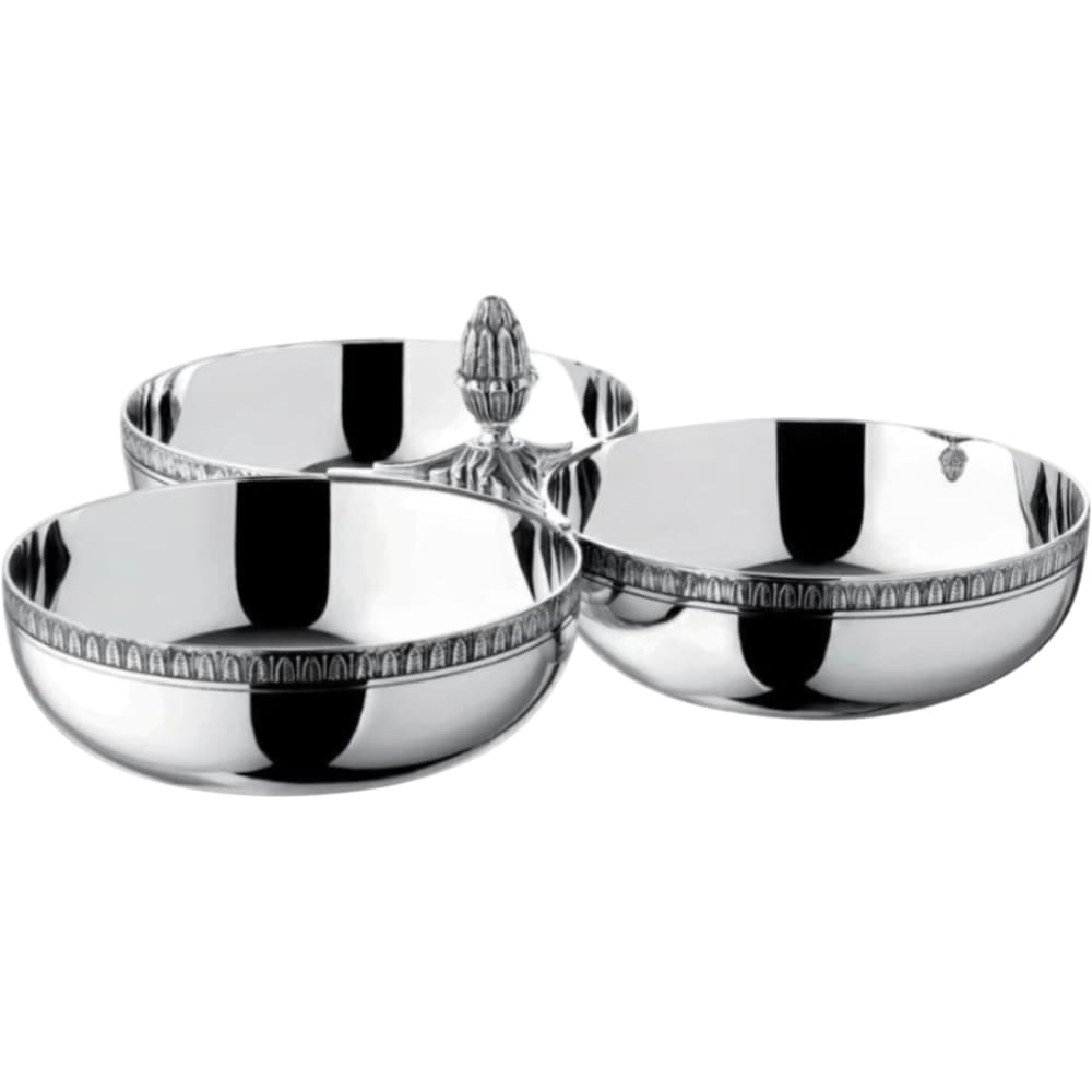 Petisqueira de Prata 3 Divisórias Christofle Malmaison 11,5cm