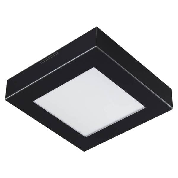 Plafon de Sobrepor Led Quadrado Valencia de 16W - 26X26 cm Preto - 3000K - Bivolt - Luz Amarela