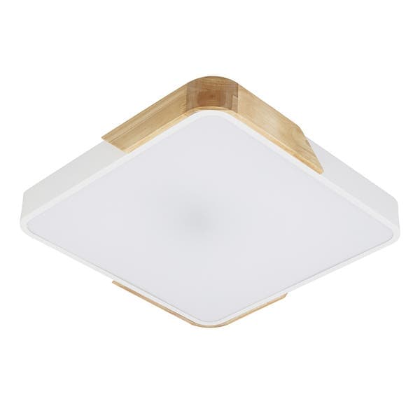 Plafon LED Quadrado Branco 40cm Madeira Wood Hevvy