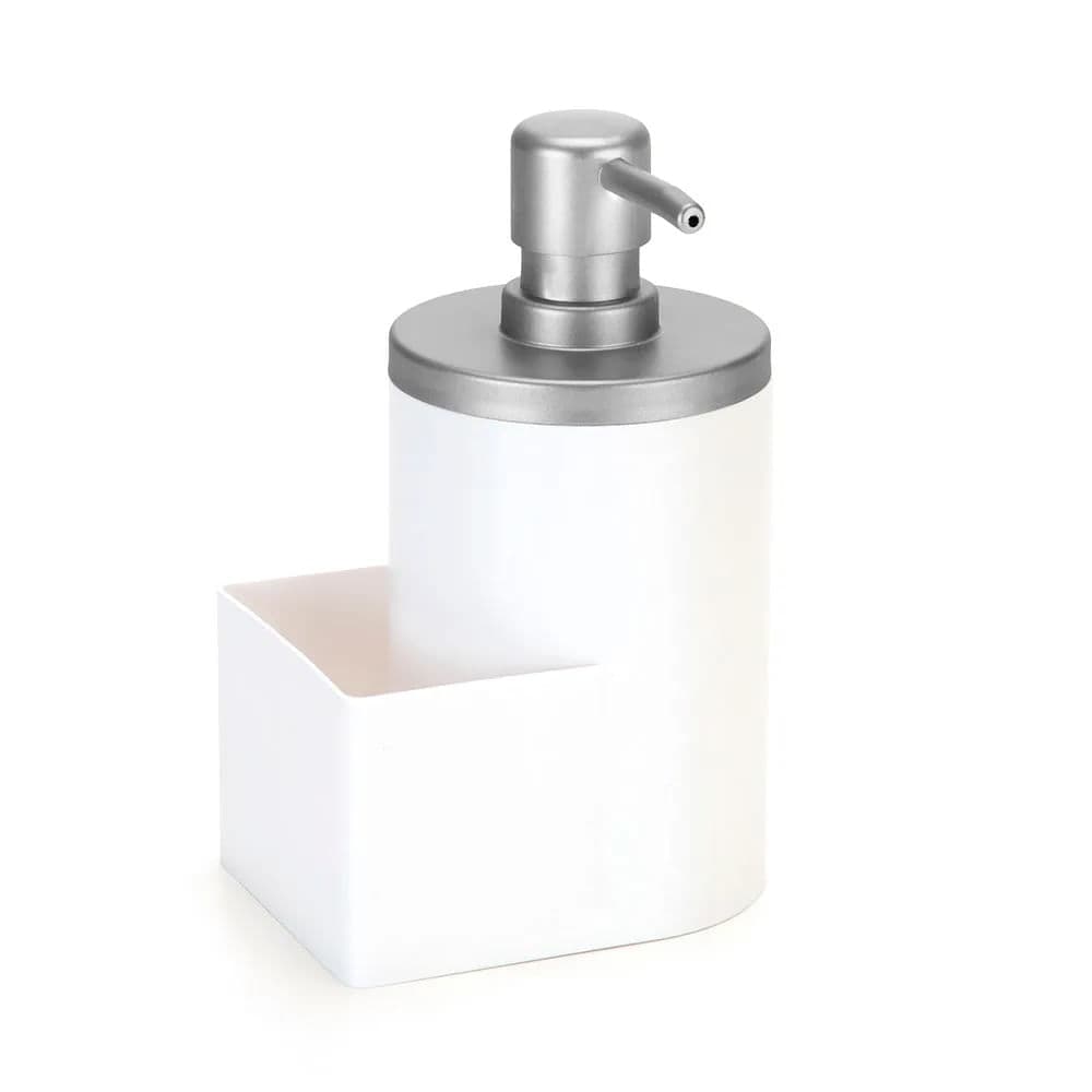 Porta Detergente e Bucha 600mL Branco E Cromo - Arthi