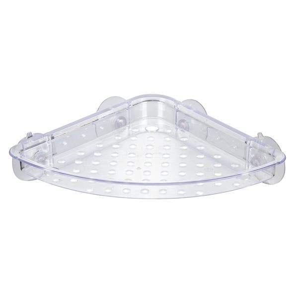 Porta Shampoo de Canto Simples Ventosa Plástico Cristal 3,5x19x 21cm Sensea