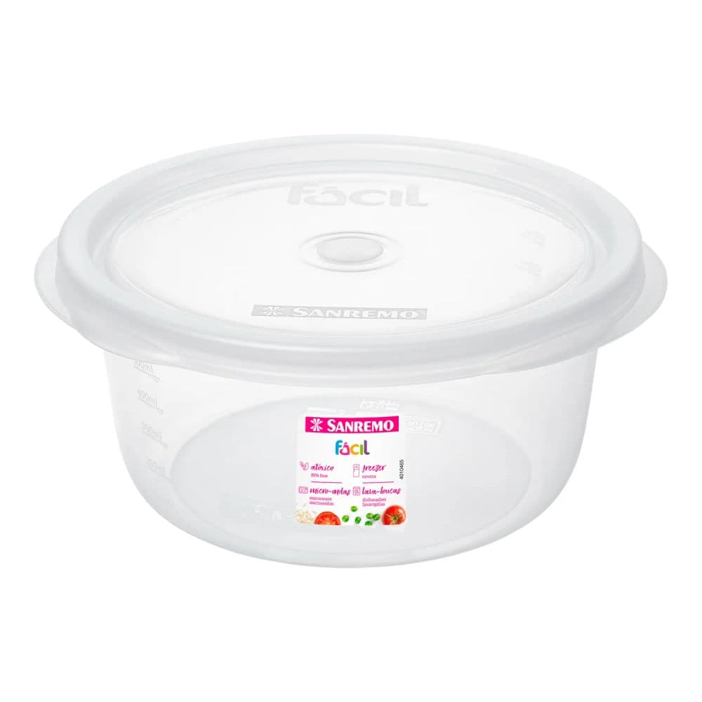 Pote de Plástico Quadrado Fácil Transparente 620mL - Sanremo