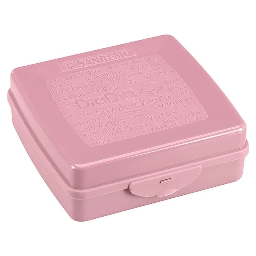 Pote de Plástico Quadrado para Sanduíche 585mL Rosa - Sanremo