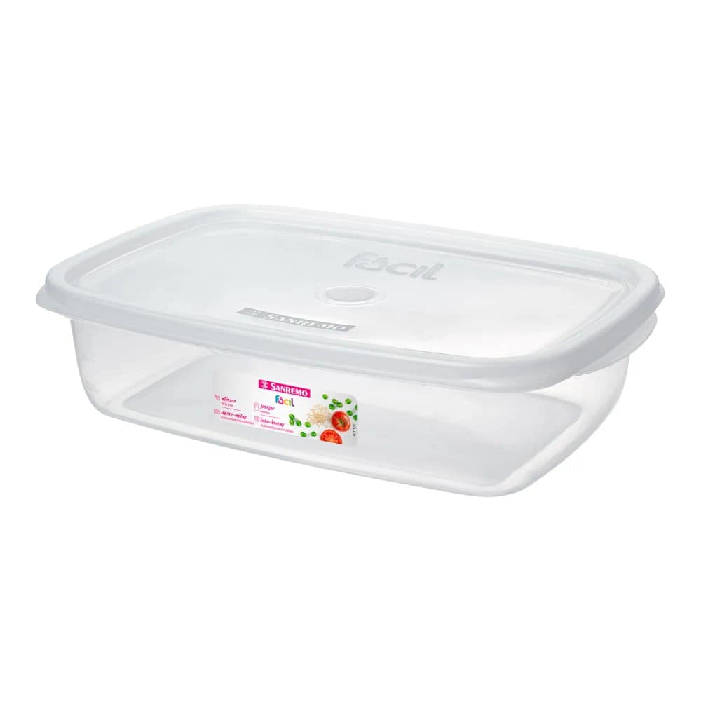 Pote de Plástico Retangular Fácil Branco 1,8l - Sanremo