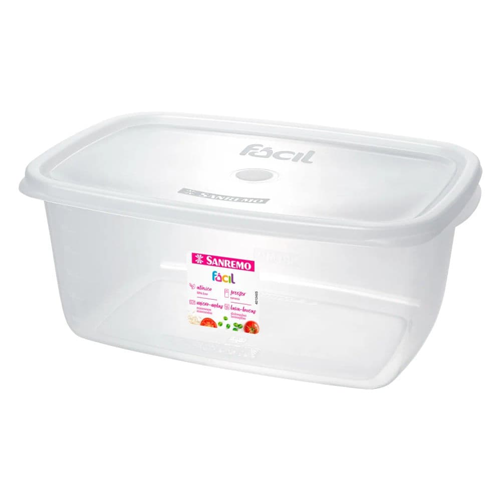 Pote de Plástico Retangular Fácil Branco 3,2l - Sanremo