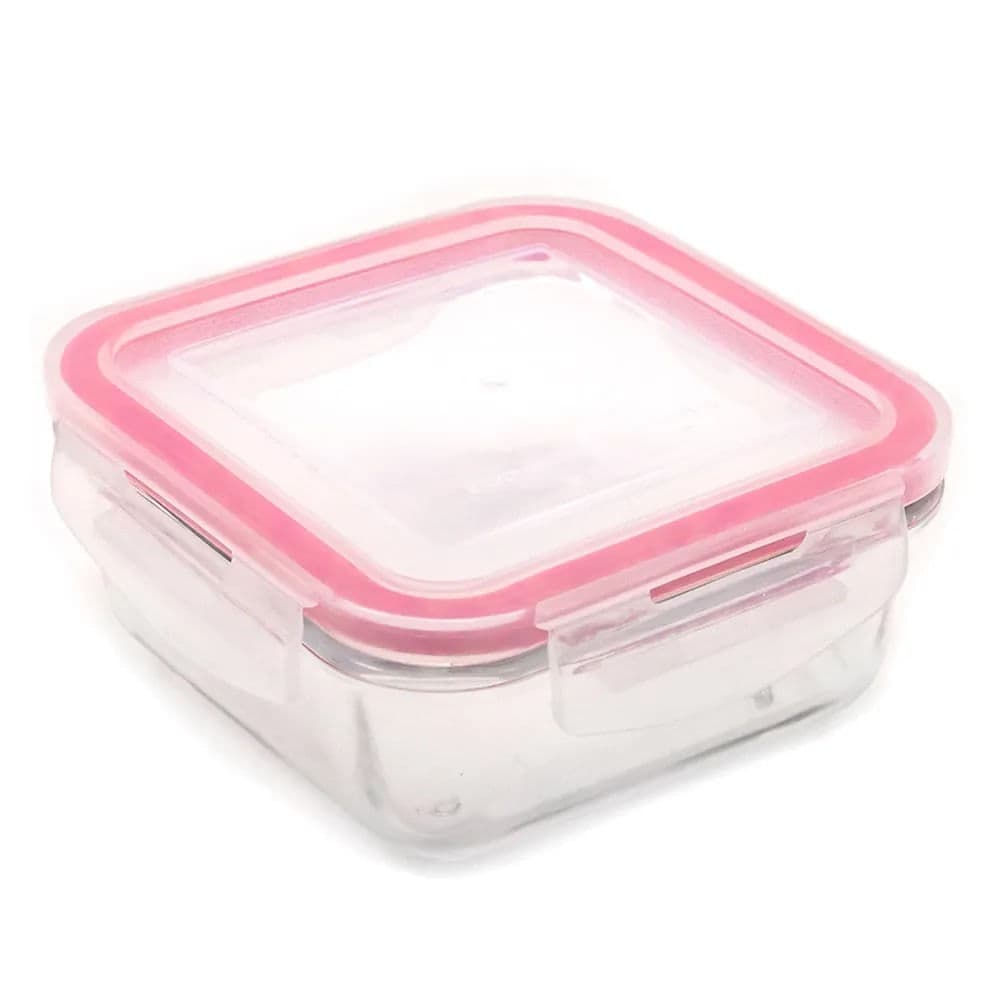 Pote de Vidro Hermético Quadrado 330mL Rosa - Sanremo