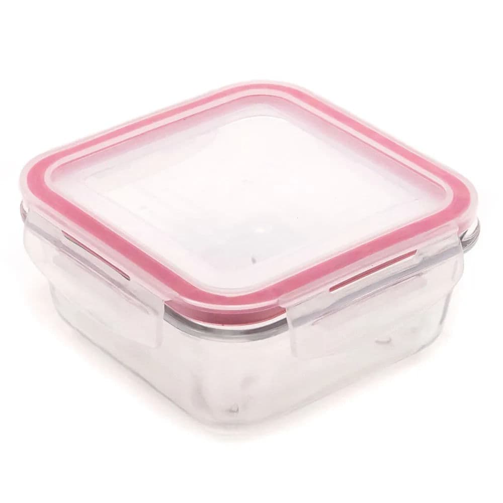 Pote de Vidro Hermético Quadrado 550mL Rosa - Sanremo