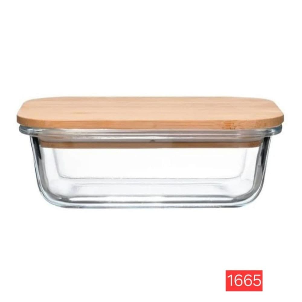 Pote Hermético de Vidro com Tampa De Bambu 660mL - Dolce Home