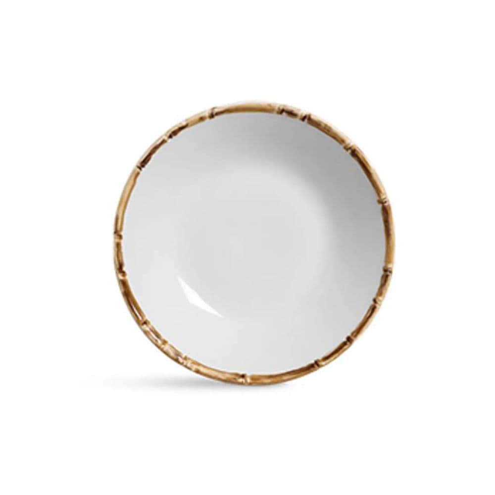 Prato de Cerâmica Branco Bambu