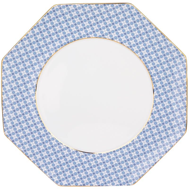 Prato de Jantar Regency Damask 26cm Azul - Tea Delight