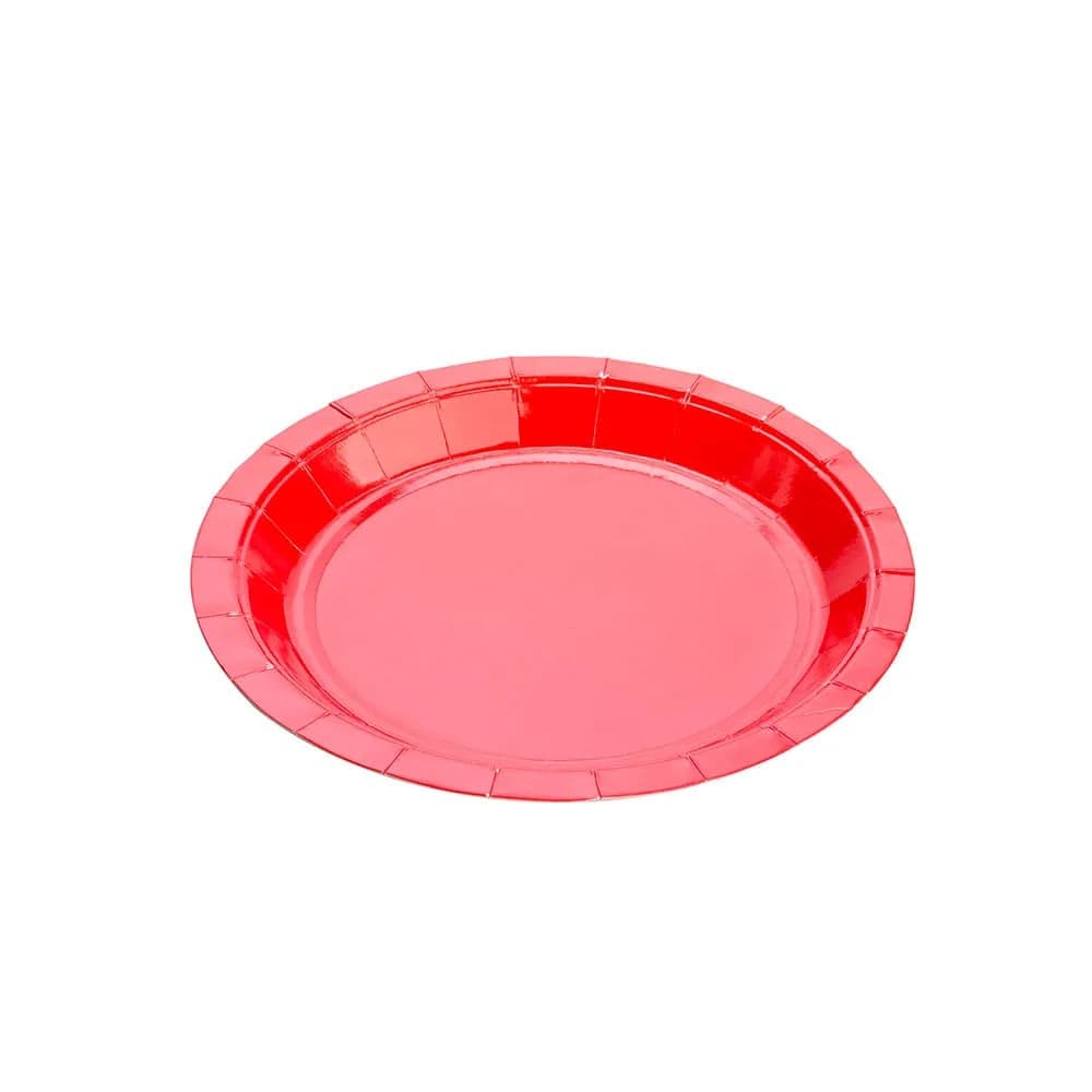 Prato De Papel Descartável 18cm Vermelho 10 Unidades - Silver Plastic