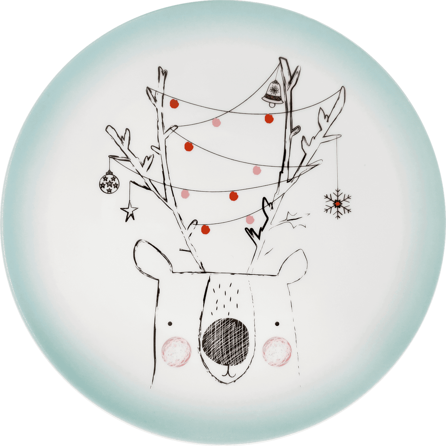 Prato de Sobremesa de Rena Convexa Bichos de Natal Germer 20,5 cm