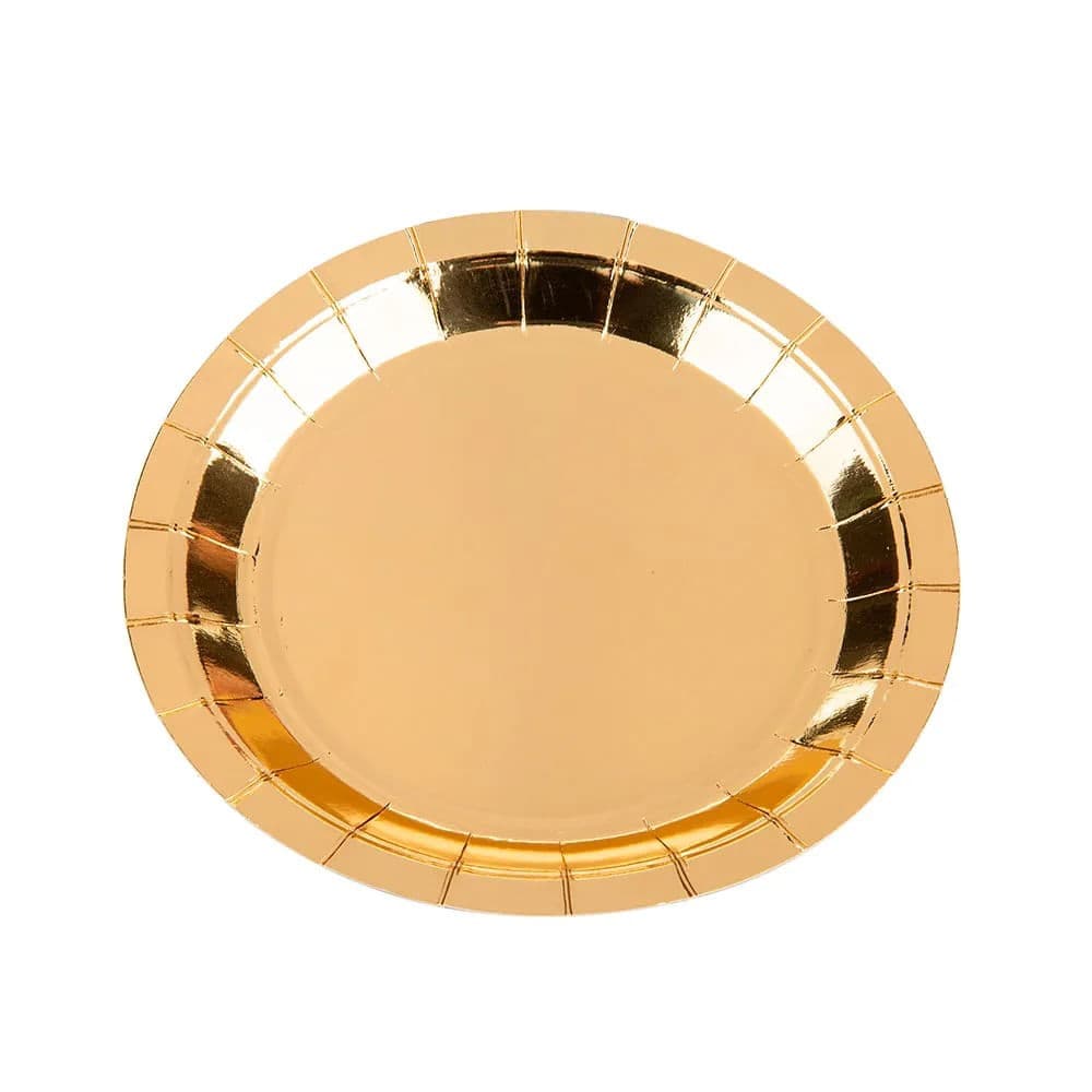 Prato Descartável 18cm Liso 10 Unidades Dourado - Silver Plastic