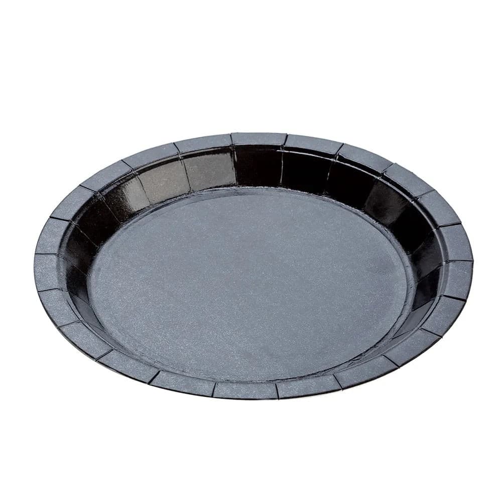 Prato Descartável 18cm Liso Kit com 10 Unidades Preto - Silver Plastic