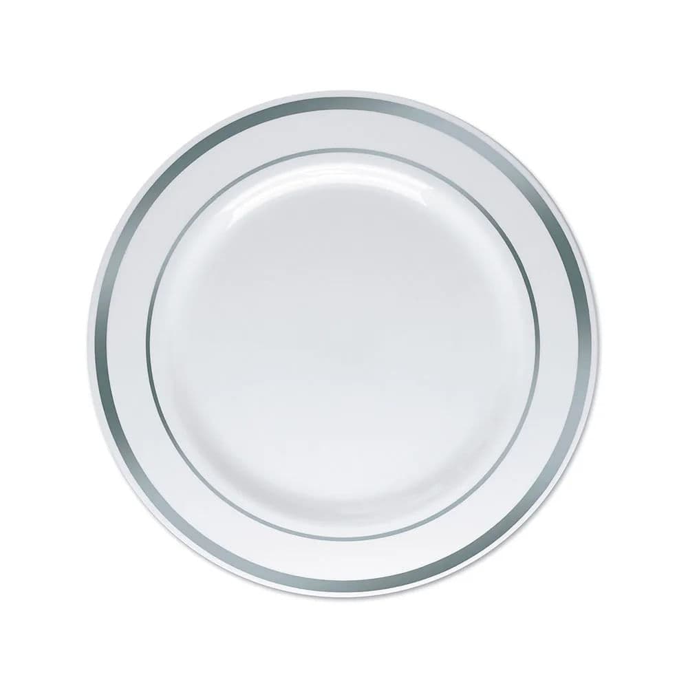 Prato Descartável de Sobremesa 6 Unidades Prata 19cm - Silver Plastic