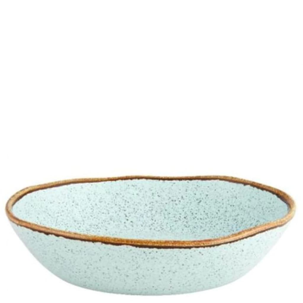 Prato Fundo de Cerâmica Rustic Blend Casa Alegre Turquesa 22cm 6pçs