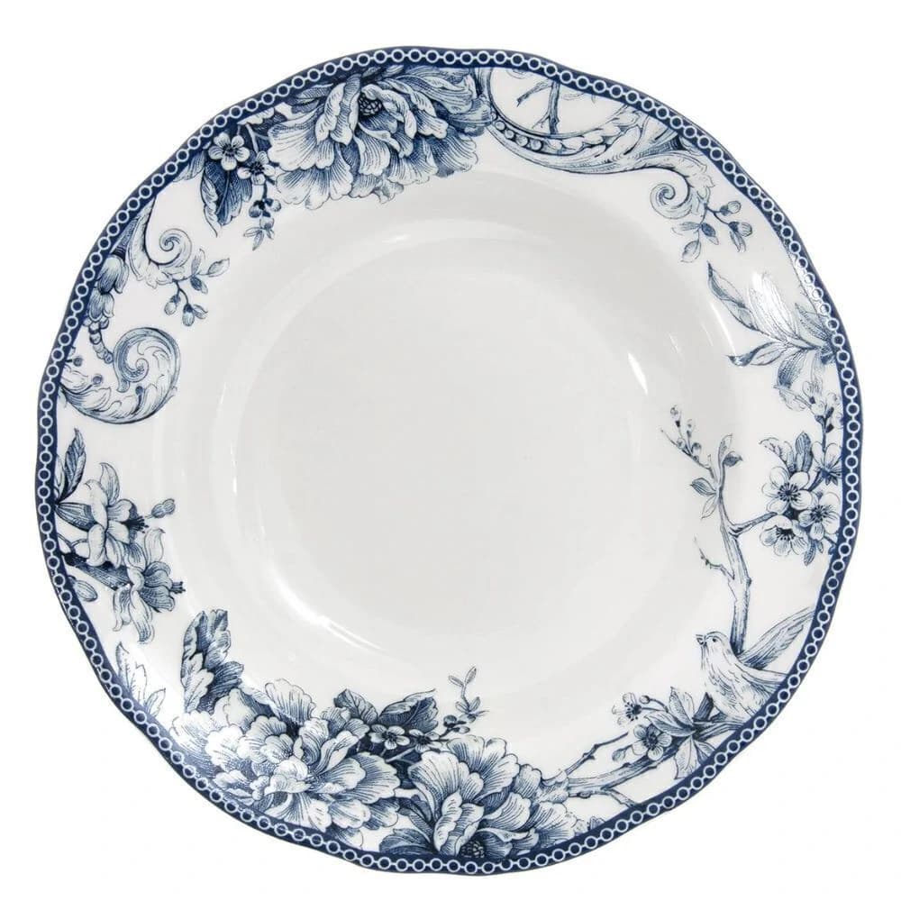 Prato Fundo de Porcelana Jardin Bleu 23cm 6pçs