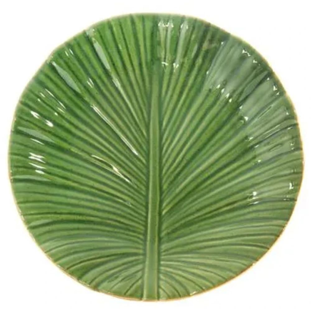 Prato para Sobremesa de Cerâmica Tropical Leaf 21cm