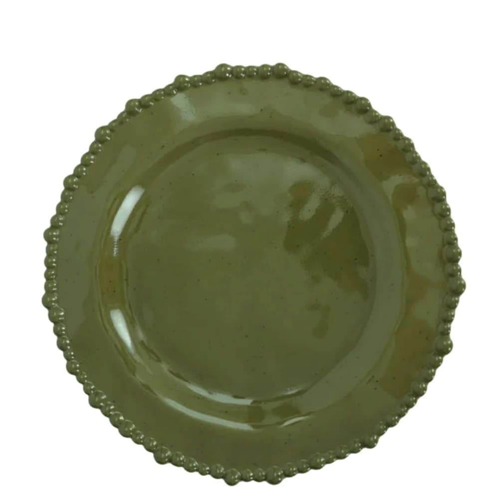 Prato para Sobremesa de Melamina Beads Verde 23cm 6pçs