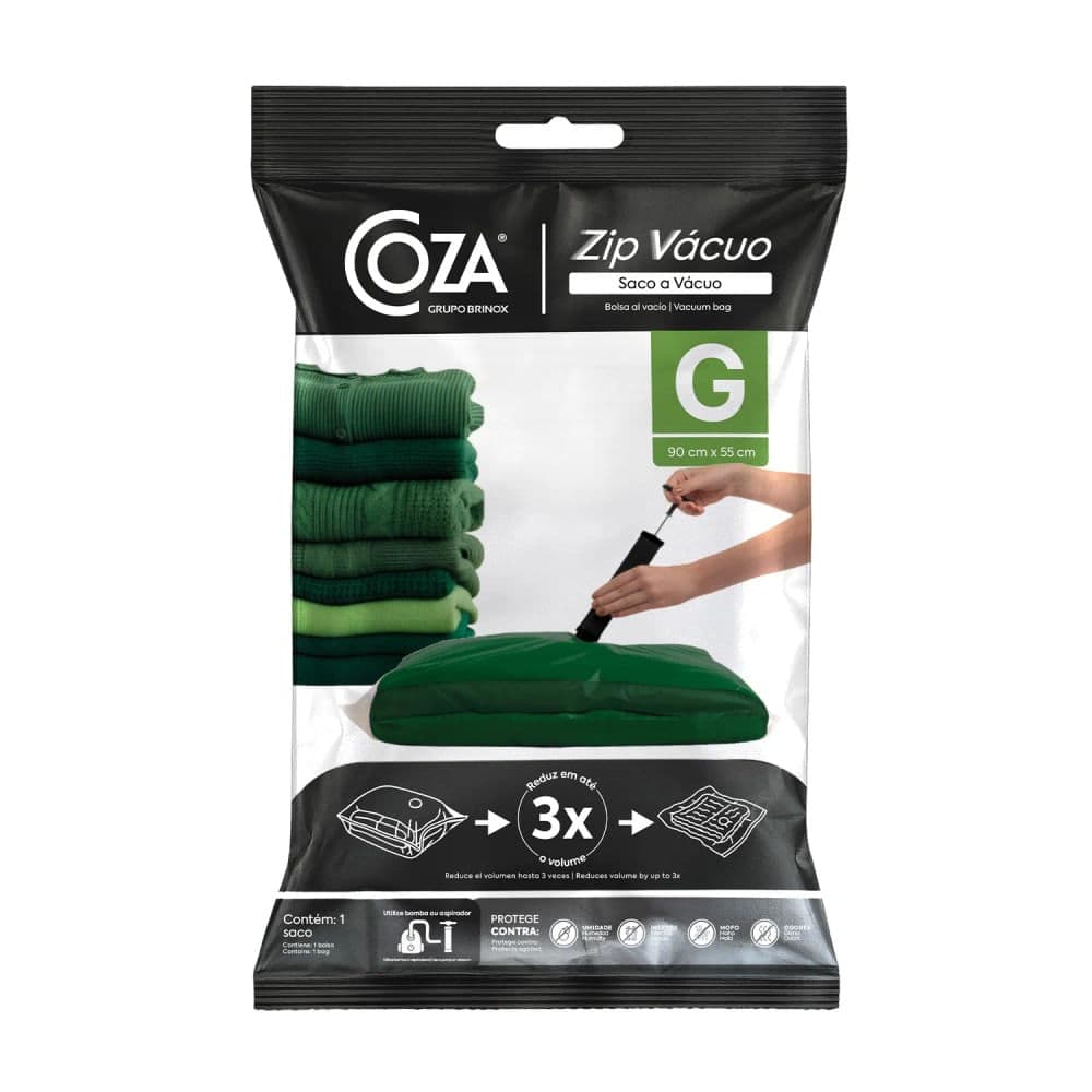 Saco a Vácuo Zip G 90x55cm - Coza
