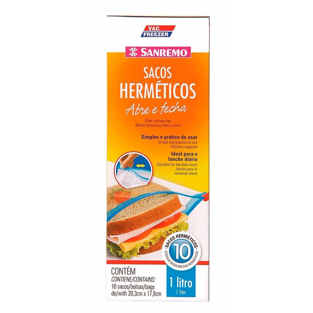 Saco Hermético com Fecho Duplo 1l 10 Unidades - Sanremo