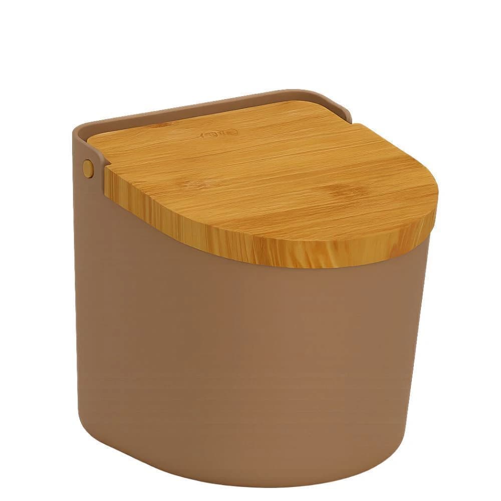 Saleiro com Tampa de Bambu ou Lume Marrom 11cm