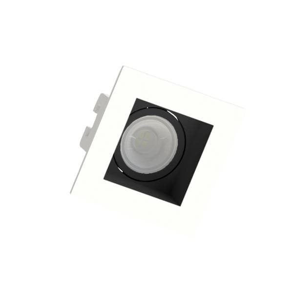 Spot de Embutir Quadrado Branco Recuo Preto Mini Dicroica Save Energy