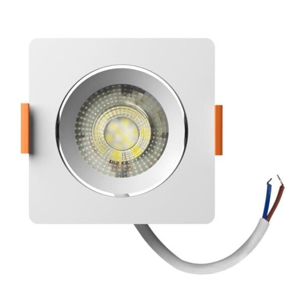 Spot Embutir Led Quadrado 3W Luz Amarela LLUM Bronzearte EASY LED DECOR Branco