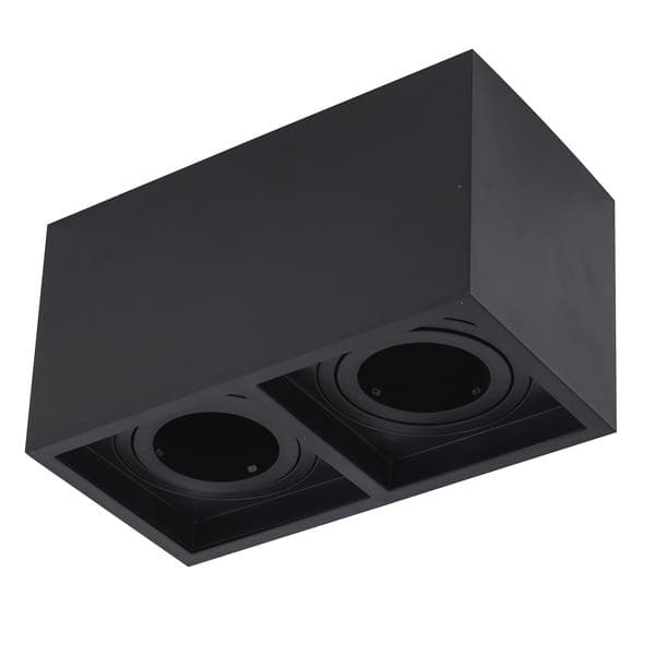 Spot Sobrepor Retangular 2 Lâmpadas PAR20 Save Energy Boxit Preto