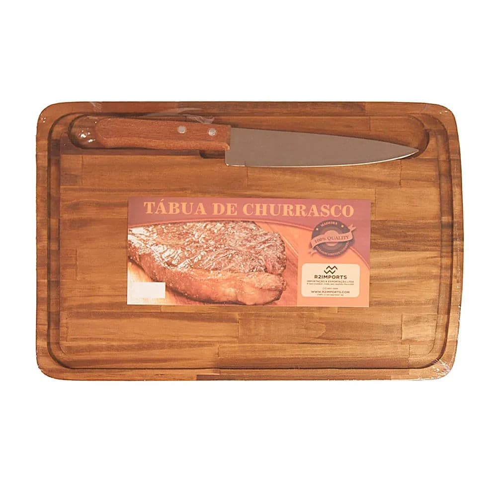 Tábua de Carne para Churrasco Slim Grande com Faca - Debiasi