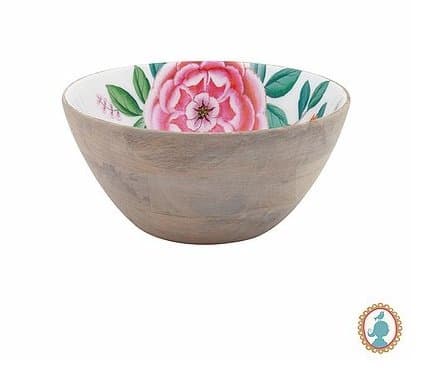 Tigela Blushing Birds Madeira Esmaltada Pip Studio Branca 24 cm