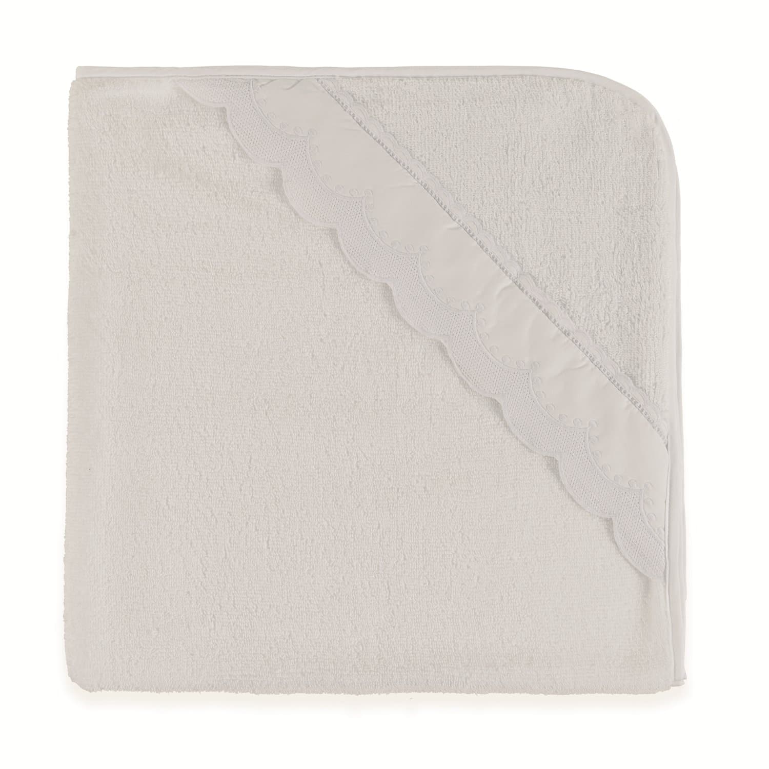 Toalha de Banho com Capuz Bambini Trussardi Branco e Branco 80cm x 80cm