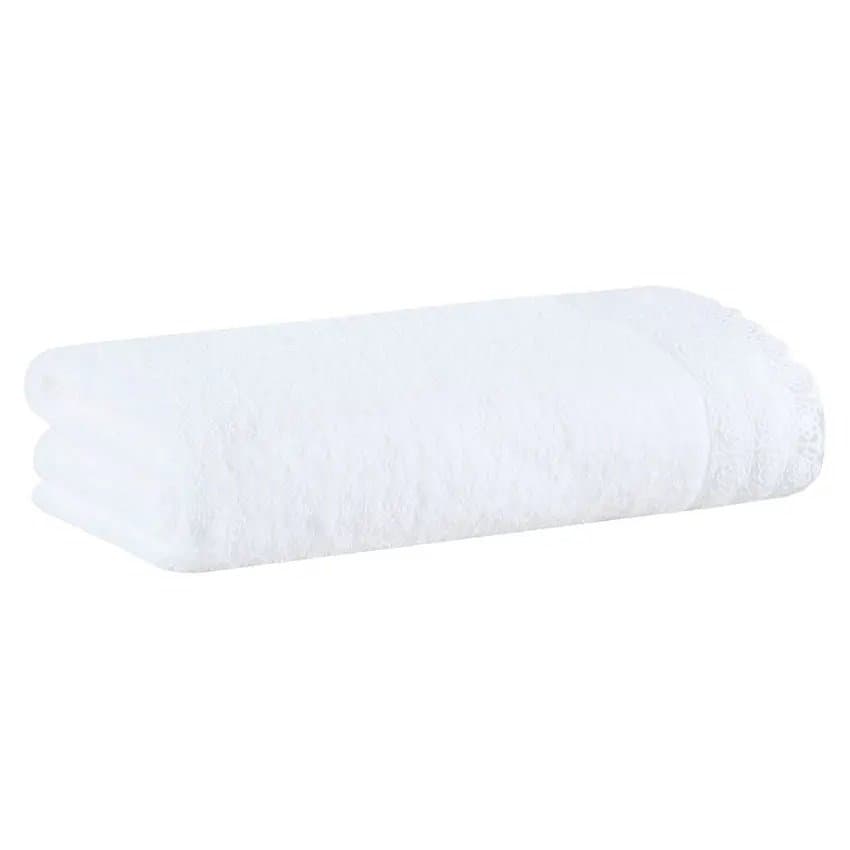 Toalha de Banho Olympia Buddemeyer Luxus Branco/Renda Branca 77 x 140 cm