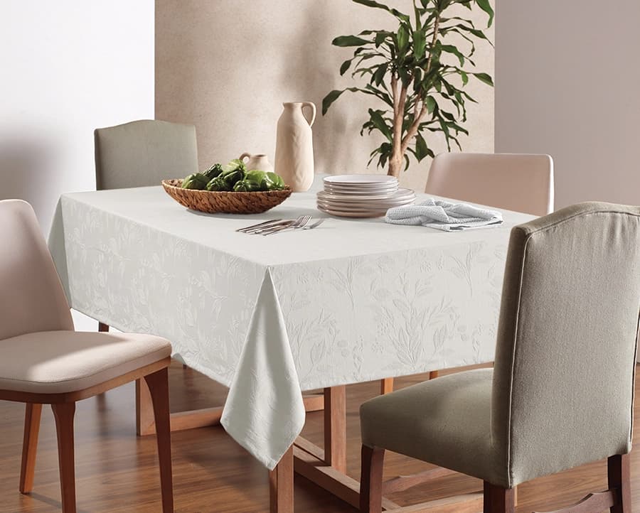 Toalha de Mesa Karsten Nature Jacquard Katherine - Retangular - 1.60x2.20m
