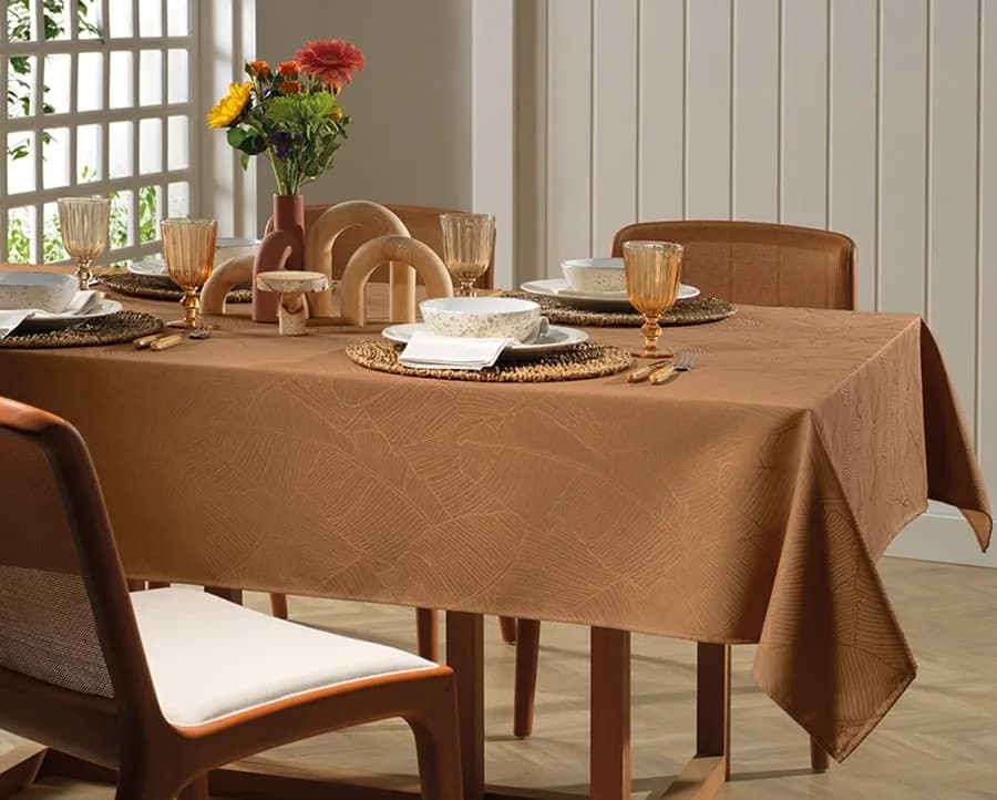 Toalha de Mesa Karsten Sempre Limpa Jacquard Herbare - Quadrada - 1.80x1.80m