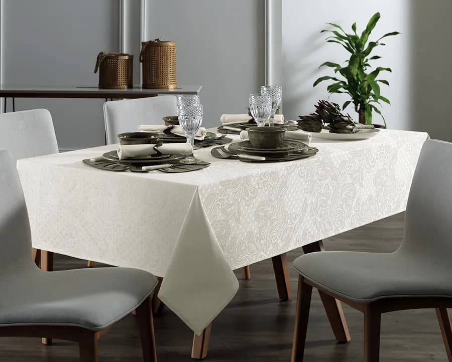 Toalha de Mesa Karsten Sempre Limpa Jacquard Mendi - Retangular - 1.60x2.20m