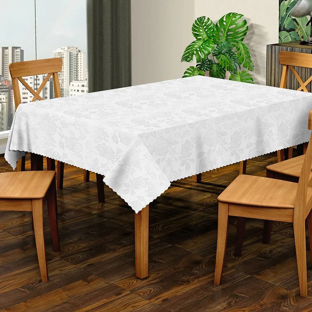 Toalha de Mesa Quadrada 138x138cm Adamascada Branca - Sur La Table
