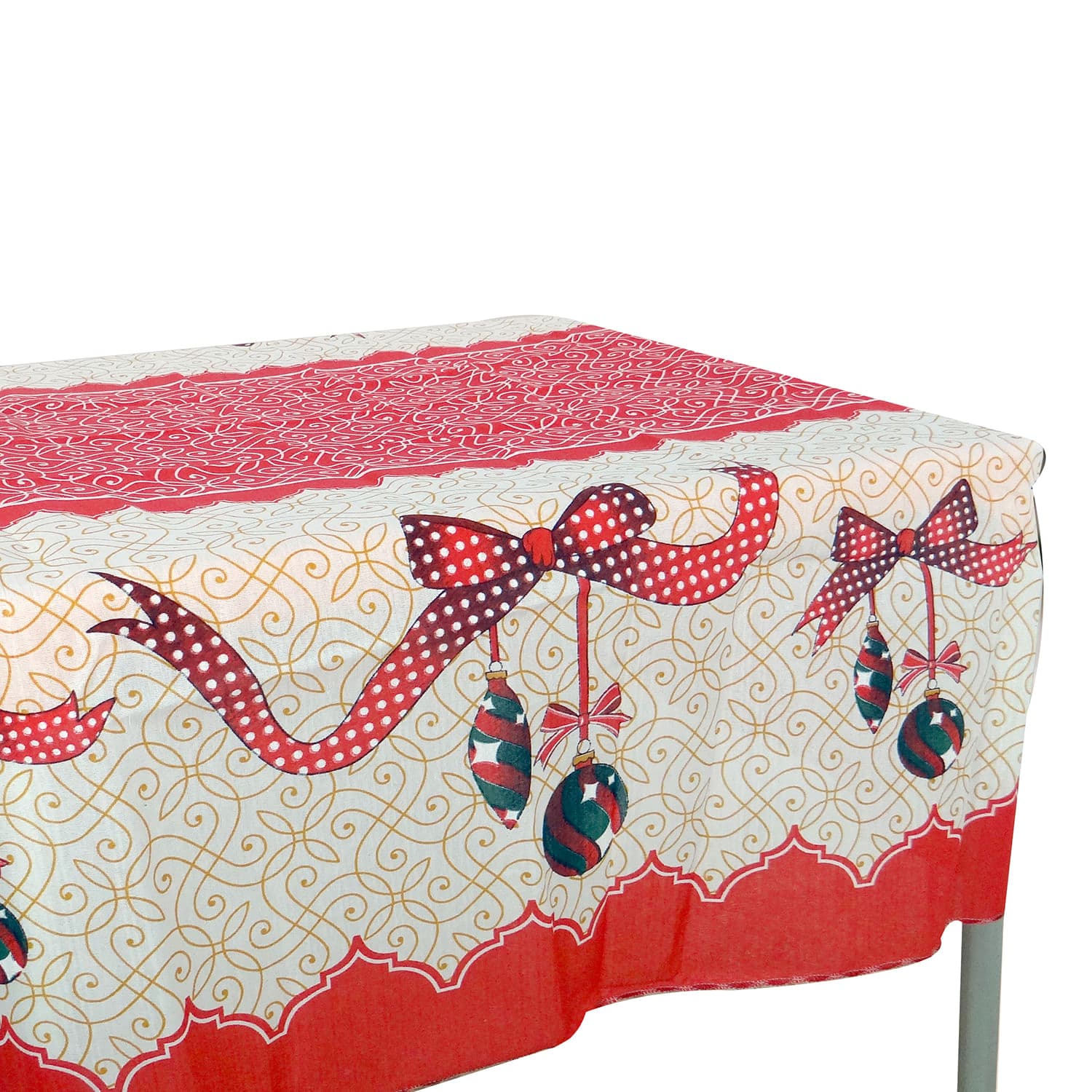 Toalha de Mesa Quadrada Natal 1,35m Laços - Bat